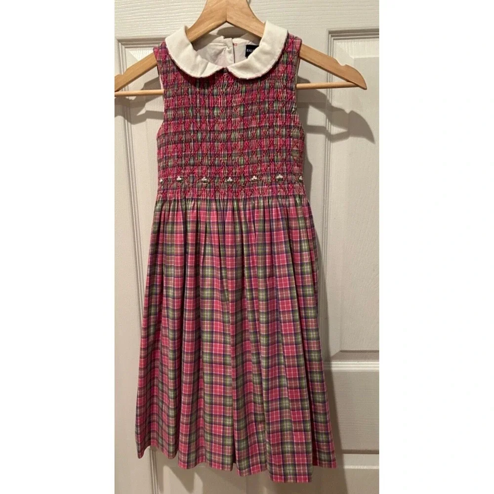 Ralph Lauren Girls Plaid Dress Rare Find size 5 Sleeveless 100% Cotton